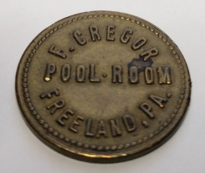 F. Cregor pool hall token