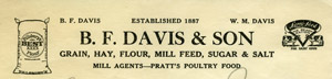 B. F. Davis & Sons feed mill letterhead, 1929