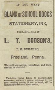 L. T. Dodson, Stationer, 1882 ad
