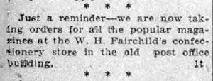 Fairchild Store ad, 1922