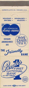 First National Bank, matchbook ad