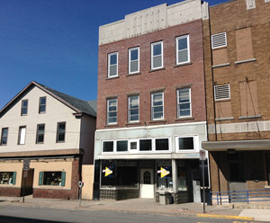 Freeland Hall and the De Pierro Brothers' Restaurant, Centre and Front Streets