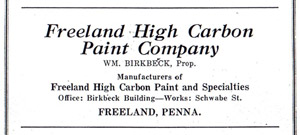 Freeland High Carbon Paint Co. ad, 1921-1922