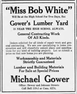 Gower Lumber Yard ad, 1924
