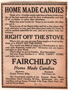 Fairchild's candy ad