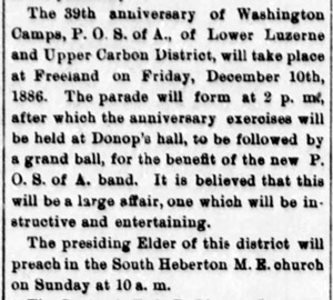 Local P.O.S. of A. camps celebrating 39th anniversary, 1886