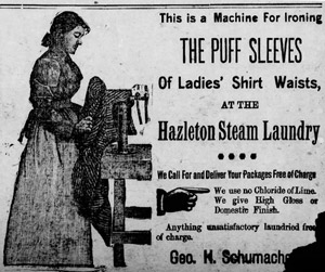 Hazleton Steam Laundry, 1895 ad
