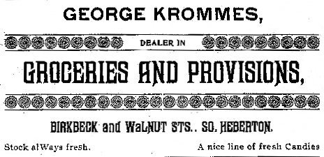 George Krommes grocery ad, 1895