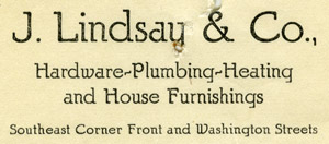 Lindsay Hardware bill header, 1925