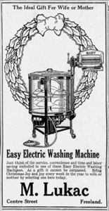 Michael Lukac washing machines ad, 1924