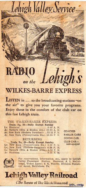 1929 ad for radio during train travel