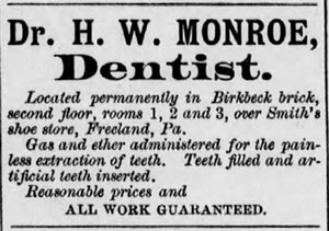 Dr. H. W. Monroe ad, 1895
