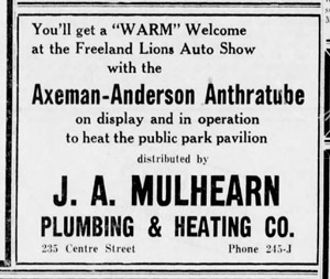 Mulhearn's plumbing and heating ad, 1953