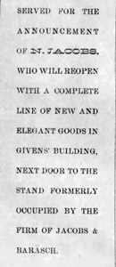 N. Jacobs, clothier, 1894 ad