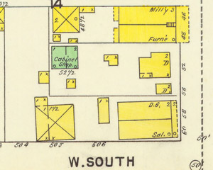 Map view of the northwest corner of South and Centre, 1895