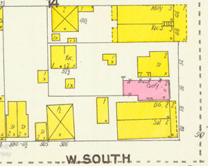 Map view of the northwest corner of South and Centre, 1905