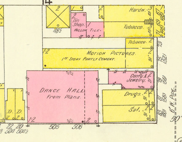 Map view of the northwest corner of South and Centre, 1912