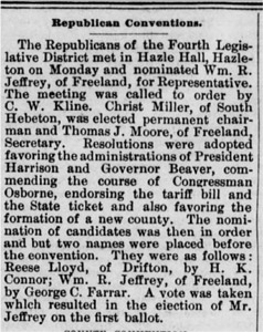 Freeland
                delegation to Republican convention 1896