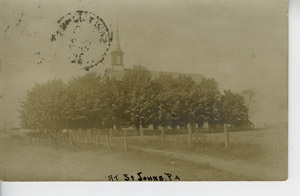 Church and trees, St. John’s, Pa., circa 1908