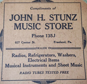 John H. Stunz Music Store ad