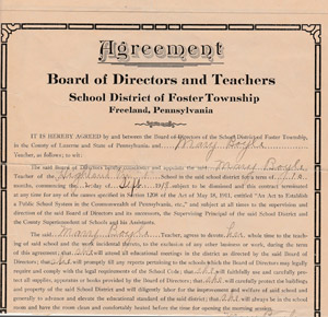 Mamie Boyle's teaching contract, 1919