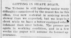 Fire at the Freeland Tribune, 1894