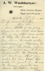 Washburn letter, 1896