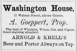 Washington House, 1890 ad