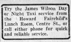 Wilson Taxi Service, 1923 ad