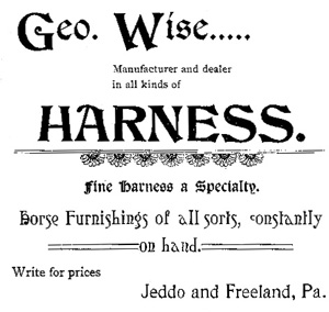 George Wise, harnesses, 1895 ad