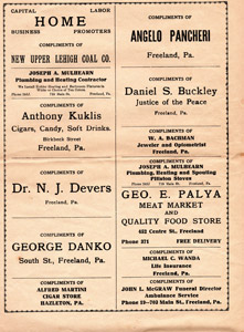 Freeland Police Dept. 1932 Annual Ball program booklet