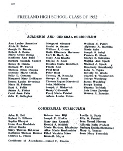 Names of Freeland High School graduates, 1952