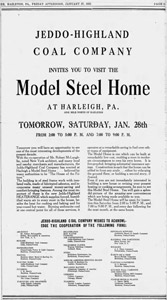 1933 ad for demo of Model Steel Home, Harleigh