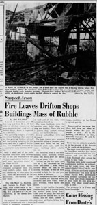 Drifton Shops fire 1973