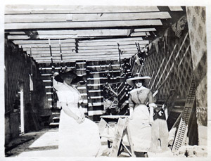 Demolition of 'Old Pool Room', possibly in Drifton, 1913
