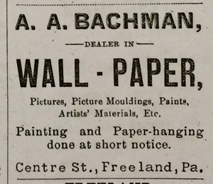 Bachman wallpaper ad, 1894