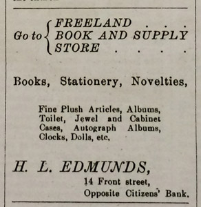 H. L. Edmunds, Stationer, 1894 ad