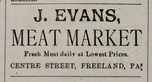 J. Evans meats ad, 1894