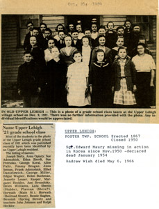 Upper Lehigh 1921 grade school class
