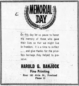 Harold G. Banjock Fine Printing ad, 1960