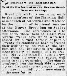 Announcement of Baptism by immersion, 1897