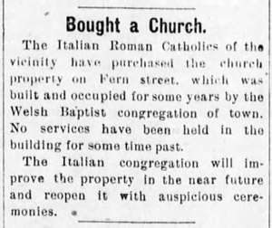 St. Anthonys to buy Welsh Baptist church, 1900