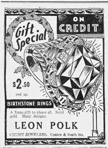 Polk Jewelry ad, 1934