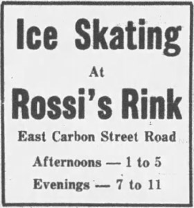 Ice Skating at Rossi’s Rink ad, 1949