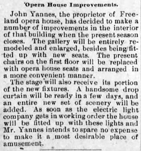 Improvements to Yannes Opera House, 1893