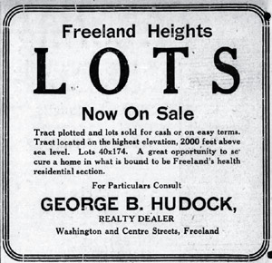 George B. Hudock realty ad, 1925