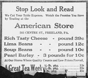 American Store ad, 1919