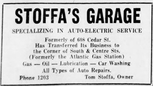 Stoffa's Garage, 1953 ad
