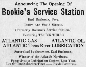 Bookie's Service Station, 1941 ad