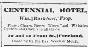 Centennial Hotel ad, 1897